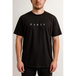 SHEIN Men's XL Black Paris Graphic Short Sleeve T-Shirt Casual Streetwear NIB